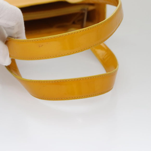 CHANEL Tote Bag Enamel Yellow CC Auth fm4195