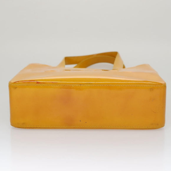 CHANEL Tote Bag Enamel Yellow CC Auth fm4195