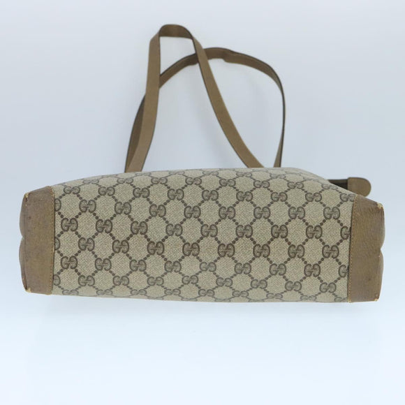 GUCCI GG Supreme Tote Bag PVC Leather Beige Gold 89 02 905 Auth fm4228
