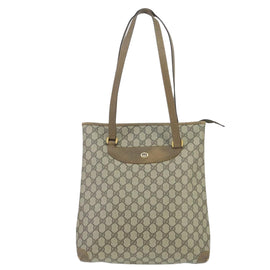 GUCCI GG Supreme Tote Bag PVC Leather Beige Gold 89 02 905 Auth fm4228 - 0