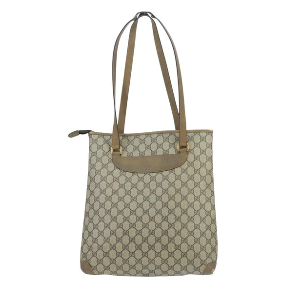 GUCCI GG Supreme Tote Bag PVC Leather Beige Gold 89 02 905 Auth fm4228