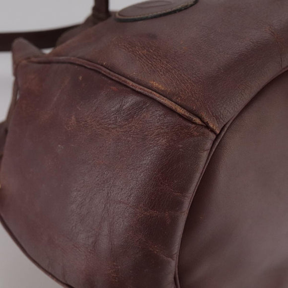 CARTIER Shoulder Bag Leather Bordeaux Gold Auth fm4247