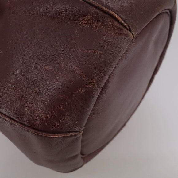 CARTIER Shoulder Bag Leather Bordeaux Gold Auth fm4247