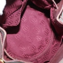 CARTIER Shoulder Bag Leather Bordeaux Gold Auth fm4247-17
