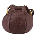 CARTIER Shoulder Bag Leather Bordeaux Gold Auth fm4247-3