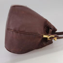 CARTIER Shoulder Bag Leather Bordeaux Gold Auth fm4247-5