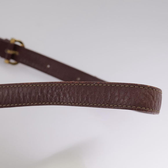 CARTIER Shoulder Bag Leather Bordeaux Gold Auth fm4247