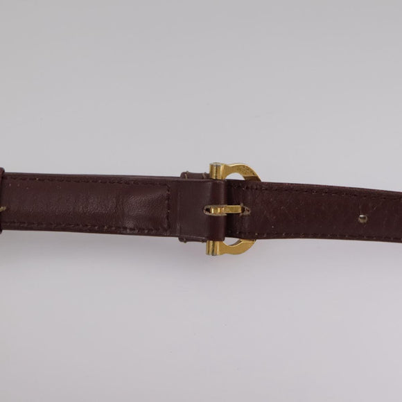 CARTIER Shoulder Bag Leather Bordeaux Gold Auth fm4247