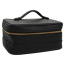 CHANEL Bicolore Vanity Cosmetic Pouch Caviar Skin Black Gold CC Auth fm4250-1