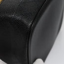 CHANEL Bicolore Vanity Cosmetic Pouch Caviar Skin Black Gold CC Auth fm4250-14