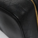 CHANEL Bicolore Vanity Cosmetic Pouch Caviar Skin Black Gold CC Auth fm4250-15