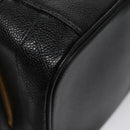 CHANEL Bicolore Vanity Cosmetic Pouch Caviar Skin Black Gold CC Auth fm4250-16