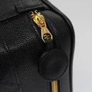 CHANEL Bicolore Vanity Cosmetic Pouch Caviar Skin Black Gold CC Auth fm4250-9
