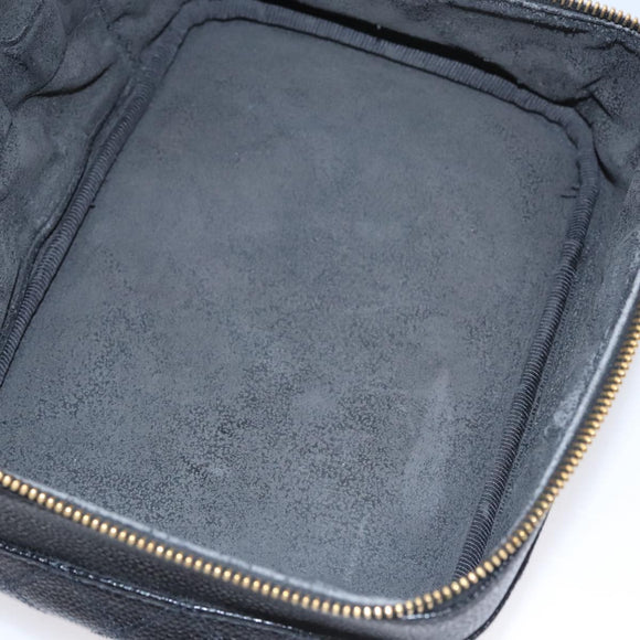 CHANEL Bicolore Vanity Cosmetic Pouch Caviar Skin Black Gold CC Auth fm4250