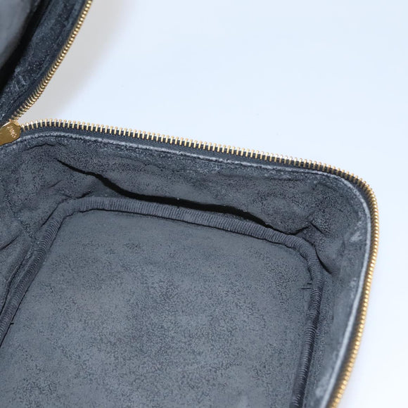 CHANEL Bicolore Vanity Cosmetic Pouch Caviar Skin Black Gold CC Auth fm4250