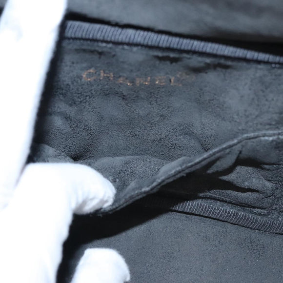 CHANEL Bicolore Vanity Cosmetic Pouch Caviar Skin Black Gold CC Auth fm4250