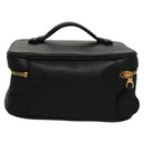 CHANEL Bicolore Vanity Cosmetic Pouch Caviar Skin Black Gold CC Auth fm4250-2