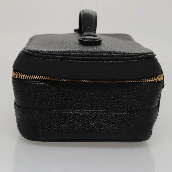 CHANEL Bicolore Vanity Cosmetic Pouch Caviar Skin Black Gold CC Auth fm4250