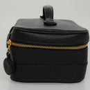 CHANEL Bicolore Vanity Cosmetic Pouch Caviar Skin Black Gold CC Auth fm4250-4