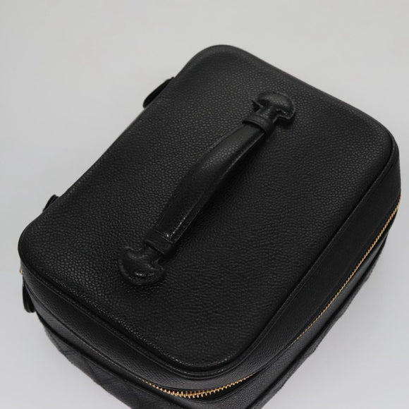 CHANEL Bicolore Vanity Cosmetic Pouch Caviar Skin Black Gold CC Auth fm4250