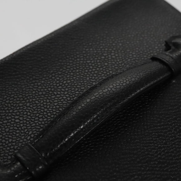 CHANEL Bicolore Vanity Cosmetic Pouch Caviar Skin Black Gold CC Auth fm4250