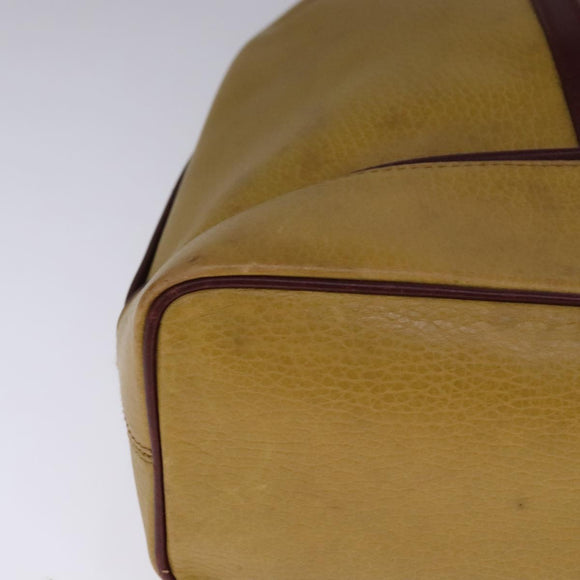 CARTIER Shoulder Bag Leather Yellow Auth fm4267