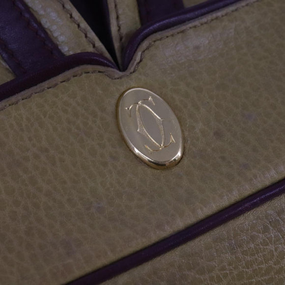 CARTIER Shoulder Bag Leather Yellow Auth fm4267