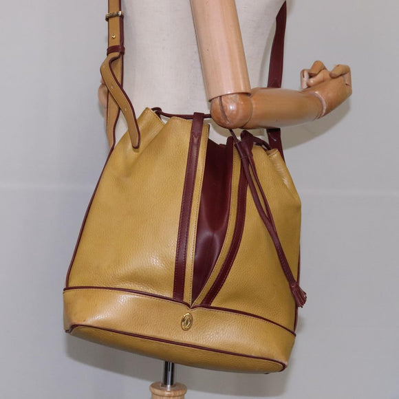 CARTIER Shoulder Bag Leather Yellow Auth fm4267