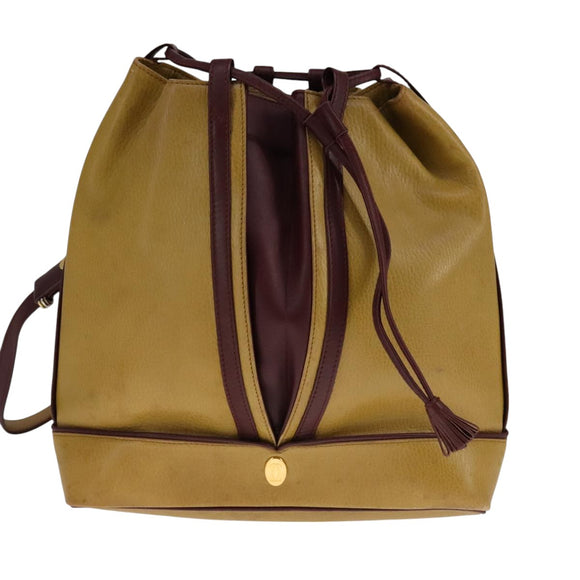 CARTIER Shoulder Bag Leather Yellow Auth fm4267