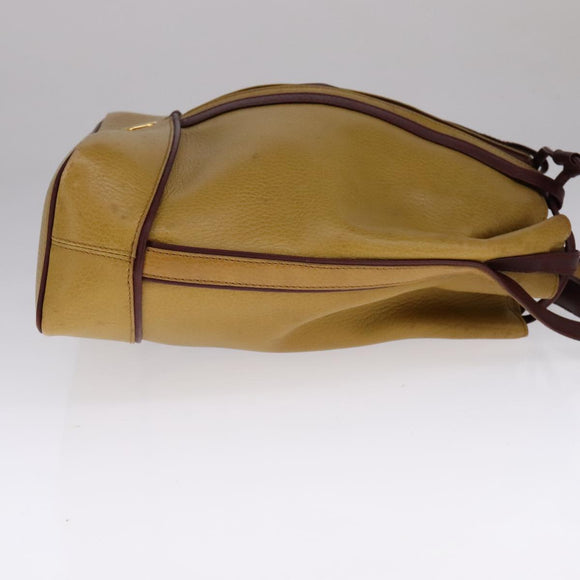CARTIER Shoulder Bag Leather Yellow Auth fm4267