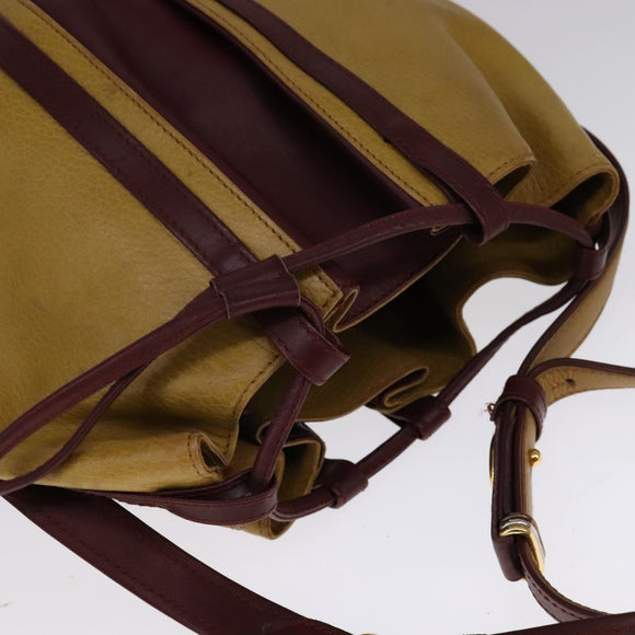 CARTIER Shoulder Bag Leather Yellow Auth fm4267