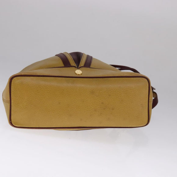 CARTIER Shoulder Bag Leather Yellow Auth fm4267