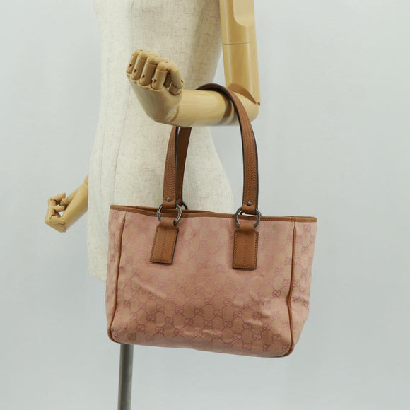 GUCCI GG Canvas Tote Bag Pink 113019 Auth fm4273