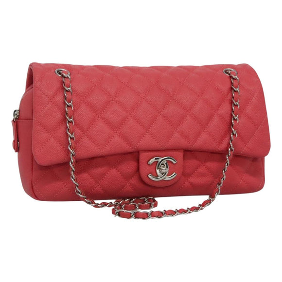 CHANEL Matelasse 31 Chain Shoulder Bag Calf Skin Pink CC Auth fm4289V