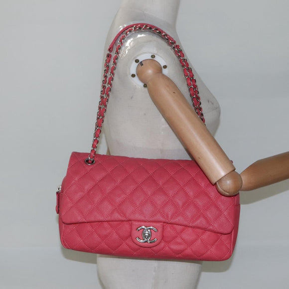 CHANEL Matelasse 31 Chain Shoulder Bag Calf Skin Pink CC Auth fm4289V