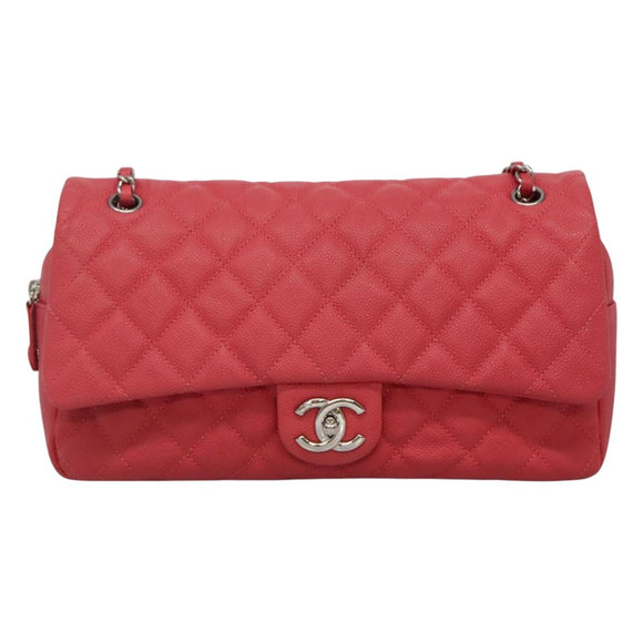 CHANEL Matelasse 31 Chain Shoulder Bag Calf Skin Pink CC Auth fm4289V