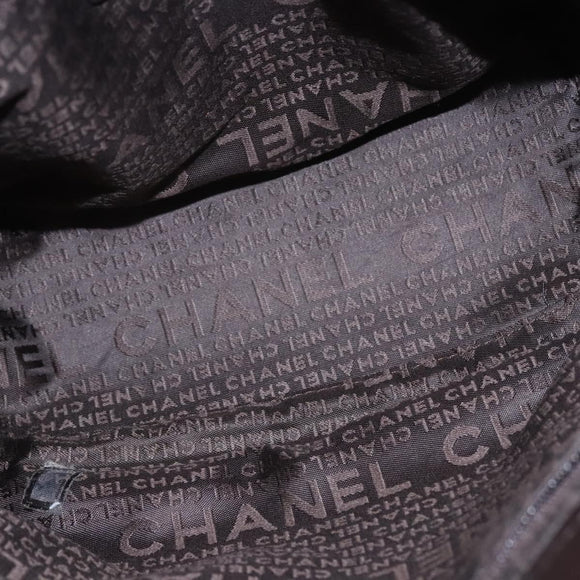 CHANEL Hand Bag Caviar Skin Dark Brown Silver CC Auth fm4328