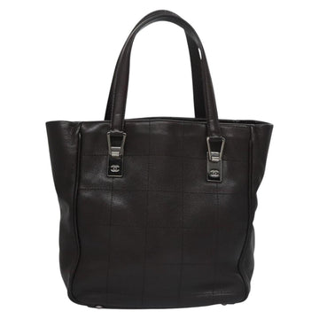 CHANEL Hand Bag Caviar Skin Dark Brown Silver CC Auth fm4328 - 0