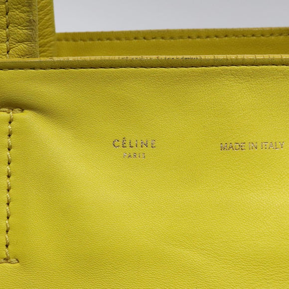 CELINE Hand Bag Leather Yellow Auth fm4363