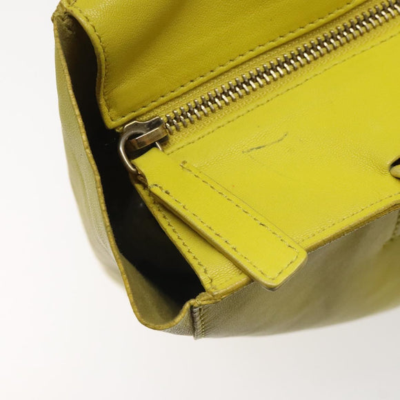 CELINE Hand Bag Leather Yellow Auth fm4363