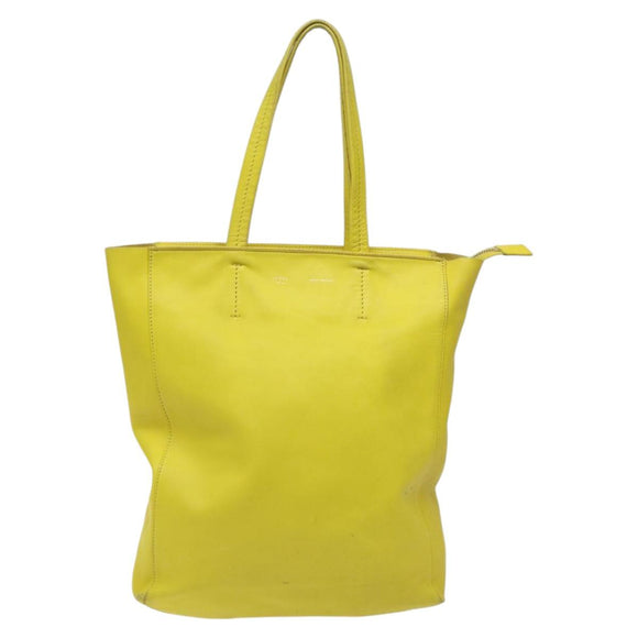 CELINE Hand Bag Leather Yellow Auth fm4363
