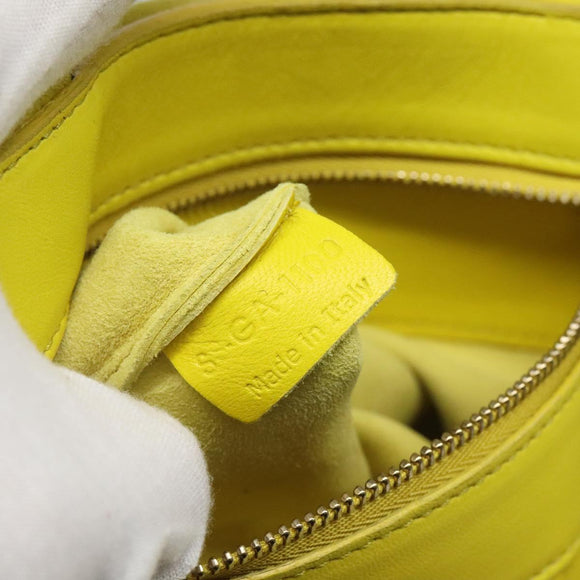 CELINE Hand Bag Leather Yellow Auth fm4363