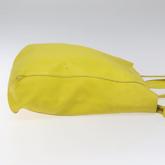 CELINE Hand Bag Leather Yellow Auth fm4363