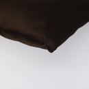 PRADA Hand Bag Satin Dark Brown Gold Auth fm4379V-15