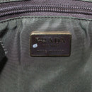 PRADA Hand Bag Satin Dark Brown Gold Auth fm4379V-10