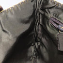 PRADA Hand Bag Satin Dark Brown Gold Auth fm4379V-18