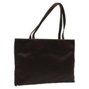 PRADA Hand Bag Satin Dark Brown Gold Auth fm4379V-1