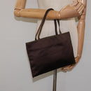 PRADA Hand Bag Satin Dark Brown Gold Auth fm4379V-20