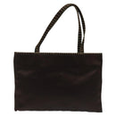 PRADA Hand Bag Satin Dark Brown Gold Auth fm4379V-13