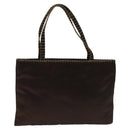 PRADA Hand Bag Satin Dark Brown Gold Auth fm4379V-2